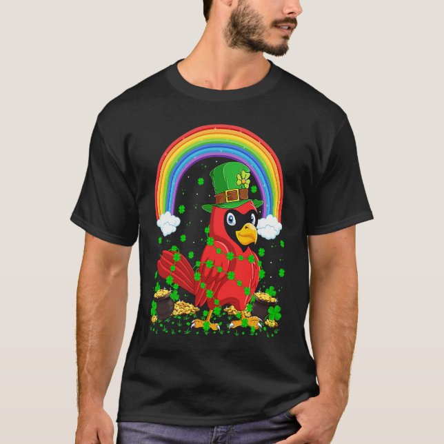 Rainbow Irish Shamrock Cardinal Bird St Patrick's  T-Shirt (Vorderseite)