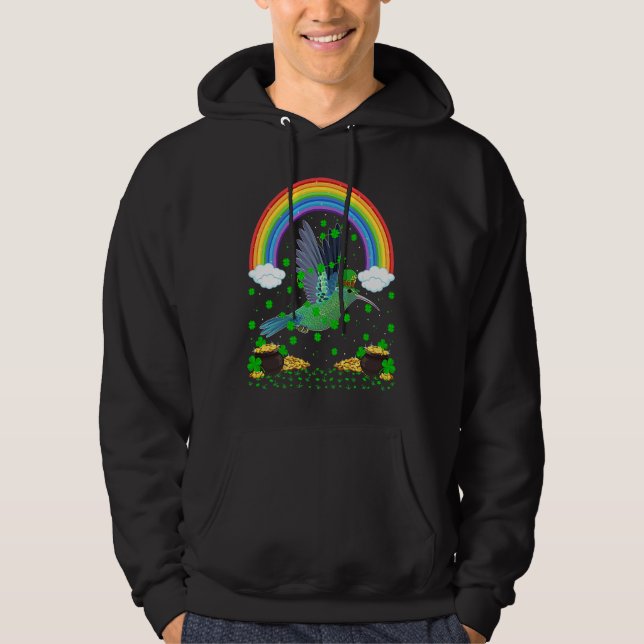 Rainbow Irish Shamrock Hummingbird St Patrick's Da Hoodie (Vorderseite)