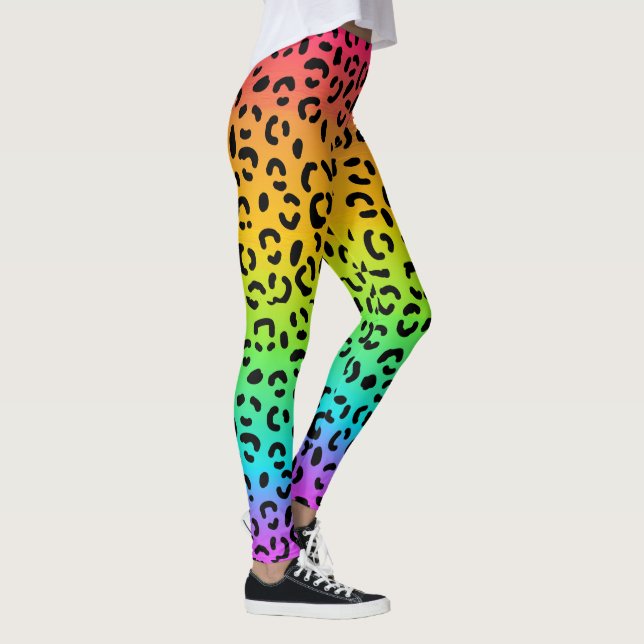 Rainbow Jaguar Spots Tierdruck Leggings (Rechts)