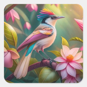 Rainbow-Jay Fantasy Bird Quadratischer Aufkleber