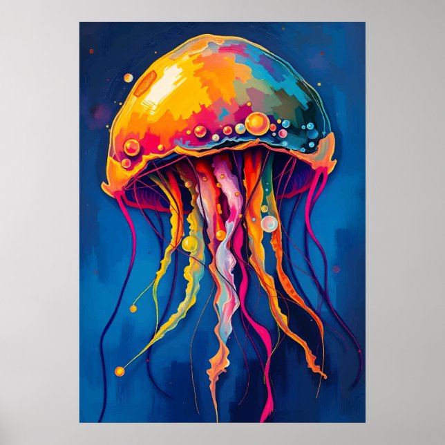 Rainbow Jellyfish Dream - Psychedelic Ocean Glow Poster (Vorne)