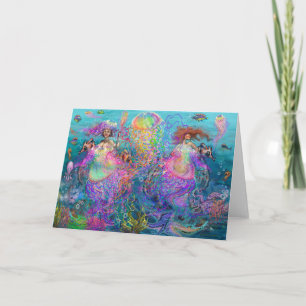 Rainbow Jellyfish Mermaid Prom Kleider Card Karte