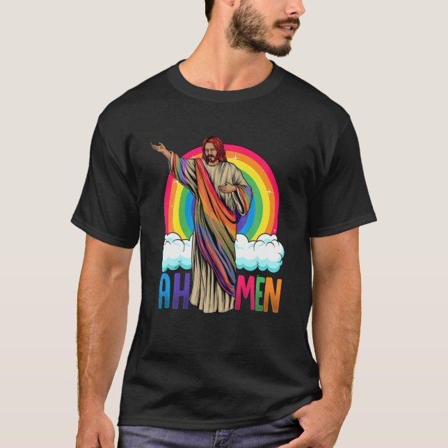 Rainbow Jesus Ah Männer T-Shirt (Vorderseite)