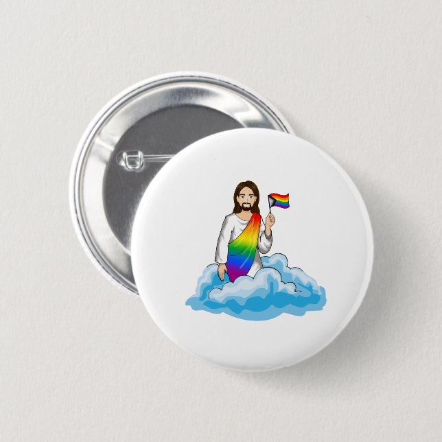 Rainbow Jesus Progress Flag Button (Vorne & Hinten)