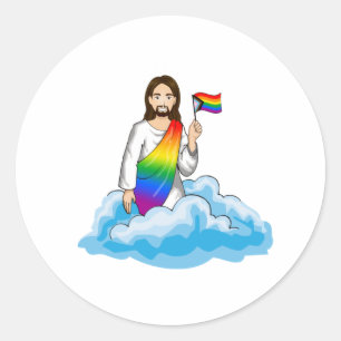 Rainbow Jesus Progress Flag Runder Aufkleber