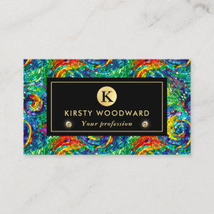 Rainbow Jewel Tone Mosaik Glasmuster Visitenkarte