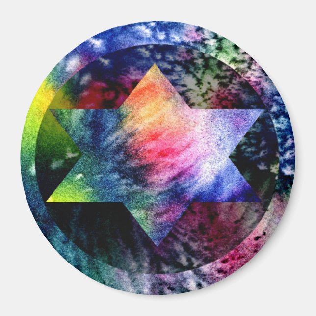 Rainbow Jewish Star Magnet (Vorne)
