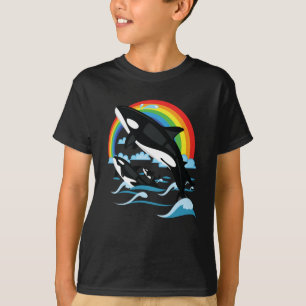 Rainbow & Jumping Orca Killer Wal T-Shirt