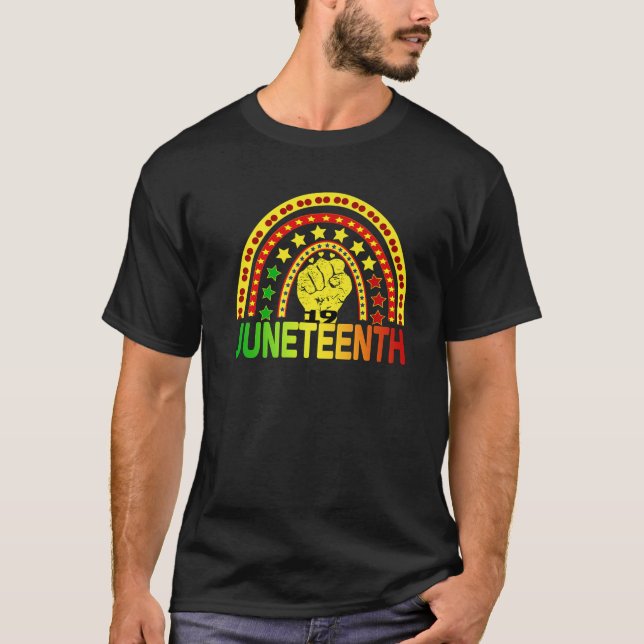 Rainbow Junenth 19. Juni 1865 Freedom Day Afro Ra T-Shirt (Vorderseite)