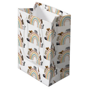 Rainbow-Jungle-Tiermuster in Erdfarben Mittlere Geschenktüte