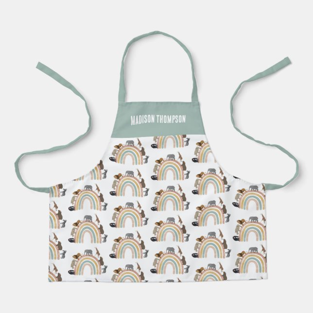 Rainbow-Jungle-Tiermuster in Erdfarben Schürze (Vorderseite)