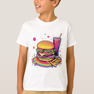 Rainbow-Junk-Food-Hamburger und Pommes T-Shirt