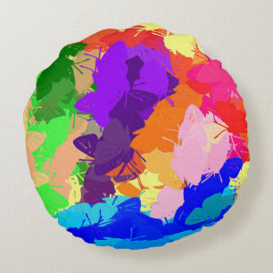 Rainbow Kaleidoscope Butterfliegen Rundes Kissen