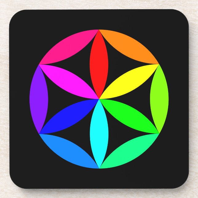 Rainbow Kaleidoscope Hard Plastic Coaster Getränkeuntersetzer (Vorderseite)