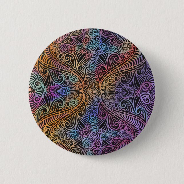 Rainbow Kaleidoscope Mandala Button (Vorderseite)
