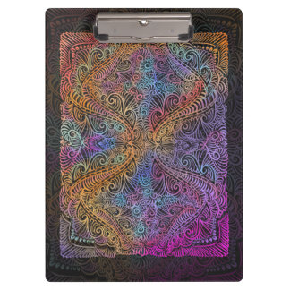Rainbow Kaleidoscope Mandala Klemmbrett