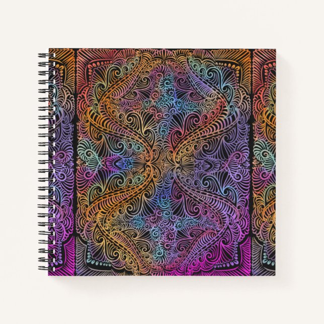 Rainbow Kaleidoscope Mandala Notizbuch (Vorderseite)