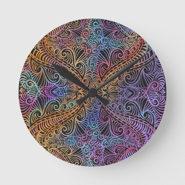 Rainbow Kaleidoscope Mandala Runde Wanduhr (Vorderseite)