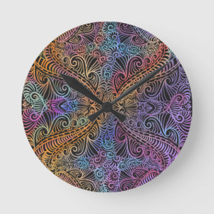 Rainbow Kaleidoscope Mandala Runde Wanduhr