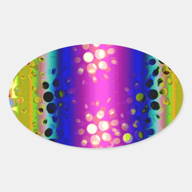 Rainbow Kaleidoskop Muster für gepunktete Bursts Ovaler Aufkleber (Vorderseite)