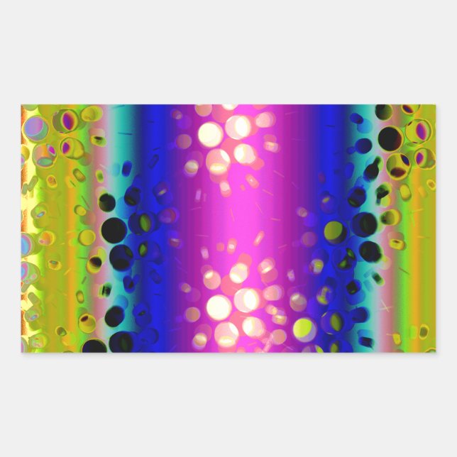 Rainbow Kaleidoskop Muster für gepunktete Bursts Rechteckiger Aufkleber (Vorderseite)