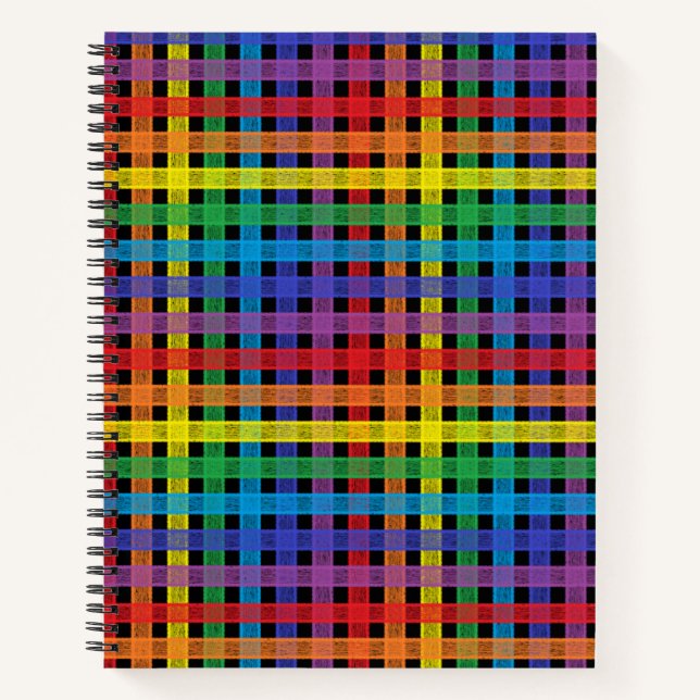 Rainbow Kariert Black Notizbuch (Vorderseite)