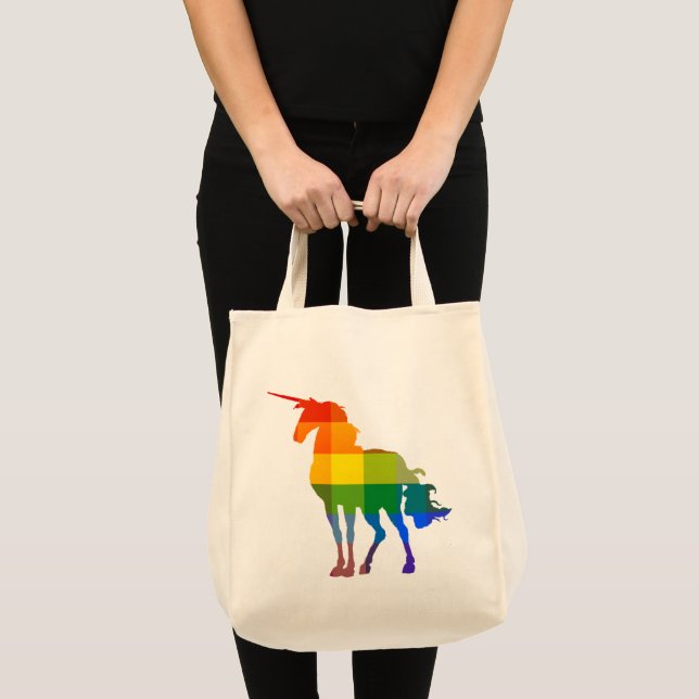 Rainbow Kariert Unicorn LGBTQ Prix Tragetasche (Vorderseite (Produkt))