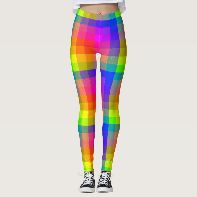 Rainbow-Karierte Leggings Spaß und Blitze (Vorderseite)