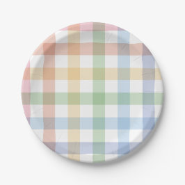 Rainbow karierter niedlicher Gingham Pappteller
