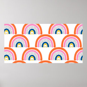 Rainbow-Katzen nahtlose Kindermuster. Niedliche Ha Poster