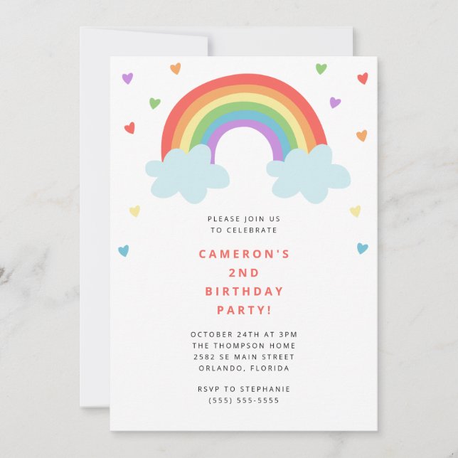 Rainbow Kids Birthday Invitation Einladung (Vorderseite)