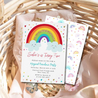 Rainbow Kids Birthday Party Invitation Magical  Einladung
