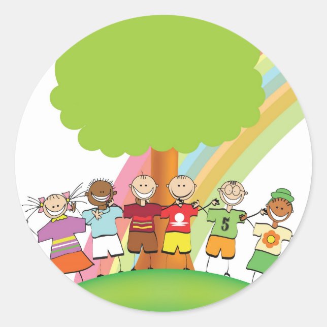 Rainbow-Kinder Runder Aufkleber (Vorderseite)