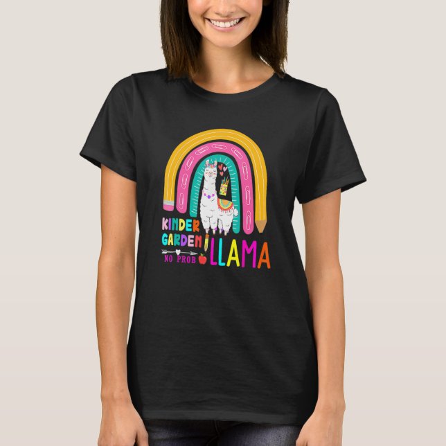 Rainbow Kindergarten No Prob Llama 100th Day of Sc T-Shirt (Vorderseite)