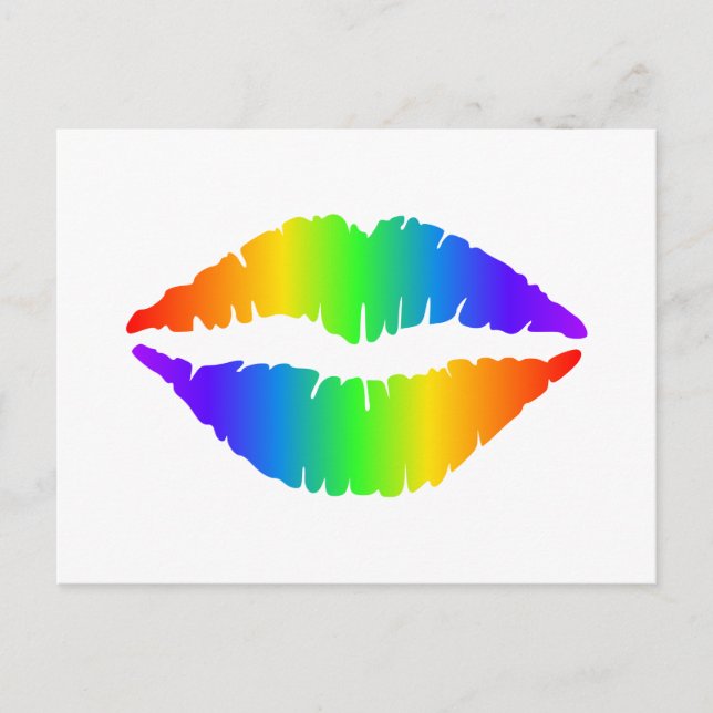 Rainbow Kiss, farbenfrohe Lippen Postkarte (Vorderseite)