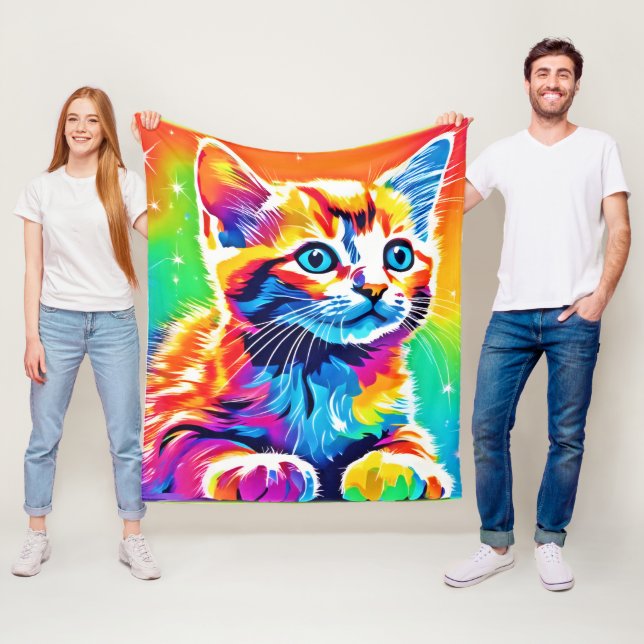 Rainbow Kitten Dreams Fleecedecke (Beispiel)