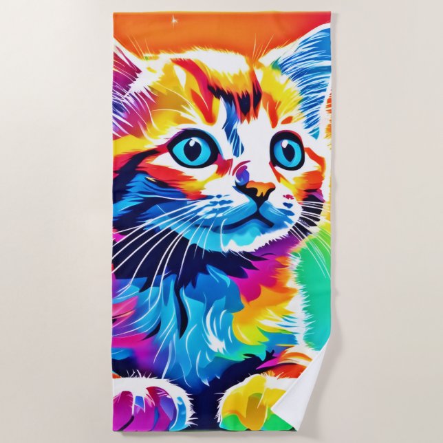 Rainbow Kitten Dreams Strandtuch (Vorderseite)