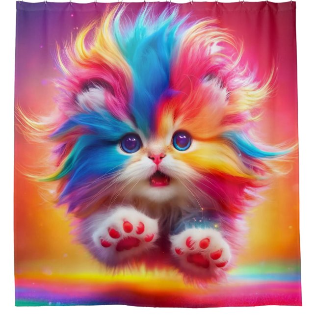 Rainbow Kitten Duschvorhang (Vorderseite)