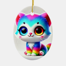 Rainbow Kitten Keramik Ornament