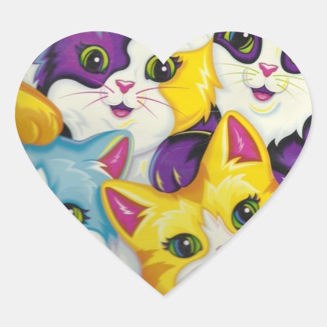 Rainbow Kitty Cat Custom Sticker Girls Herz (Vorderseite)