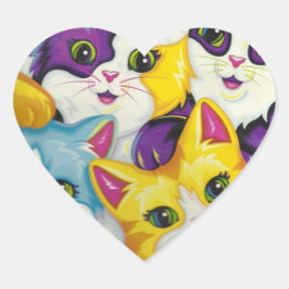 Rainbow Kitty Cat Custom Sticker Girls Herz