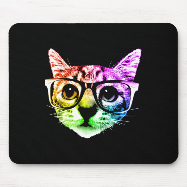 Rainbow Kitty Cat mit Gläsern Mousepad (Vorne)