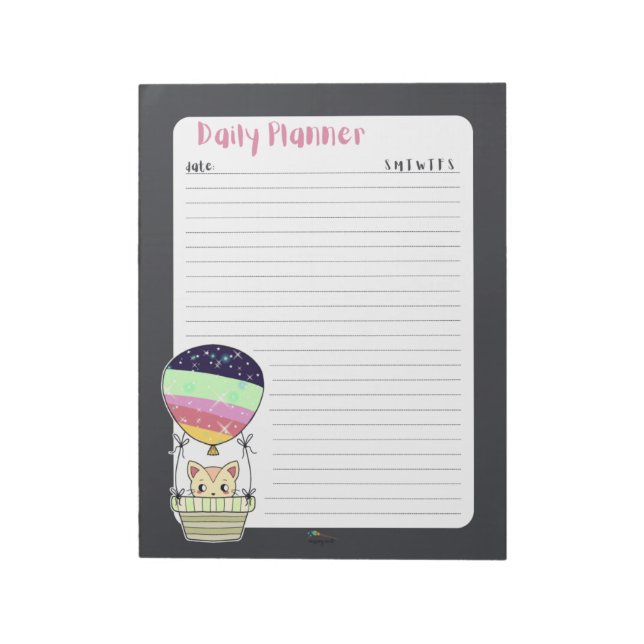 Rainbow Kitty Lined Daily Planner Notizblock (Rotiert)