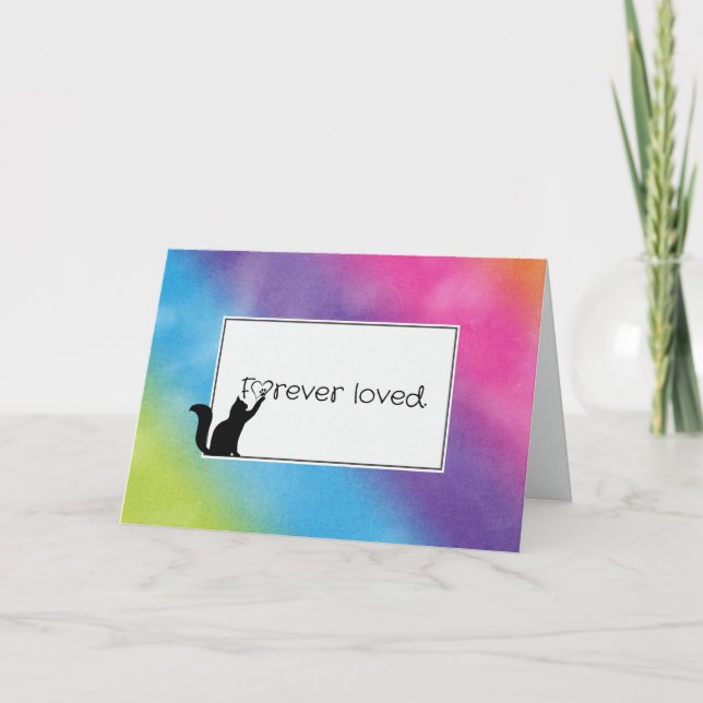Rainbow Kitty Pet Loss Beileid Karte (Vorderseite)