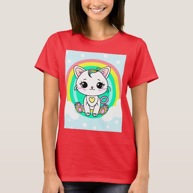 Rainbow-Kitty T-Shirt (Vorderseite)