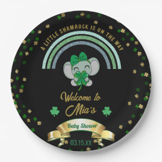 Rainbow Kleeblatt Elephant St Patrick Baby Shower  Pappteller