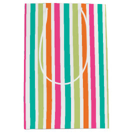 Rainbow kleine vertikale Streifen bunt Retro Mittlere Geschenktüte