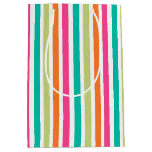 Rainbow kleine vertikale Streifen bunt Retro Mittlere Geschenktüte
