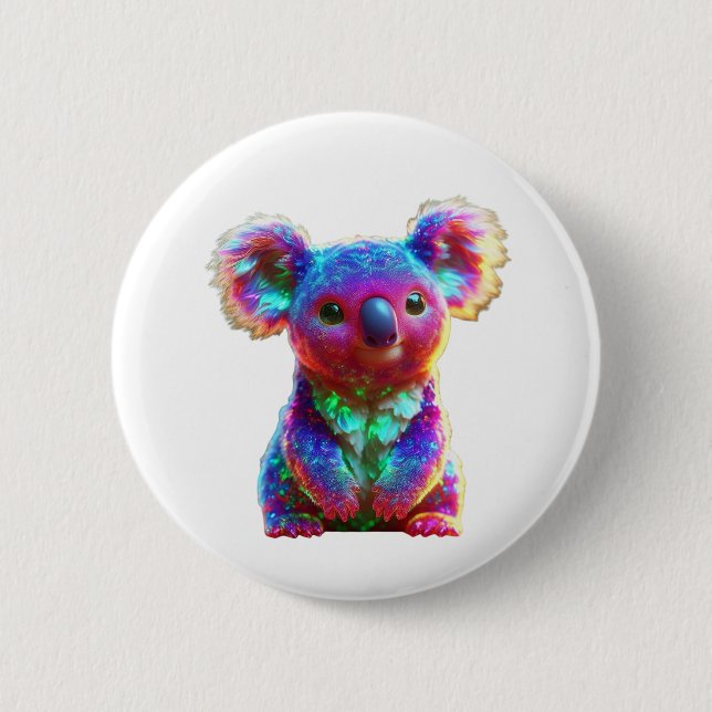 Rainbow Koala Fantasy Art Button (Vorderseite)