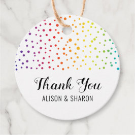 Rainbow Konfetti, Bäume Danke Lesben Hochzeit Geschenkanhänger